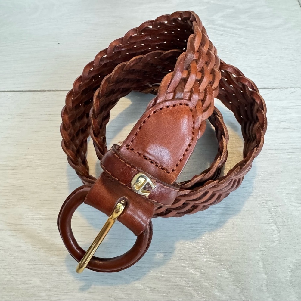Vintage Etienne Aigner Brown Braided Leather Belt Size Small